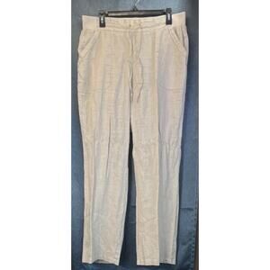 Ellen Tracy Womens L Cream 100% Linen Elastic Waist Pockets Office Wear/Summer